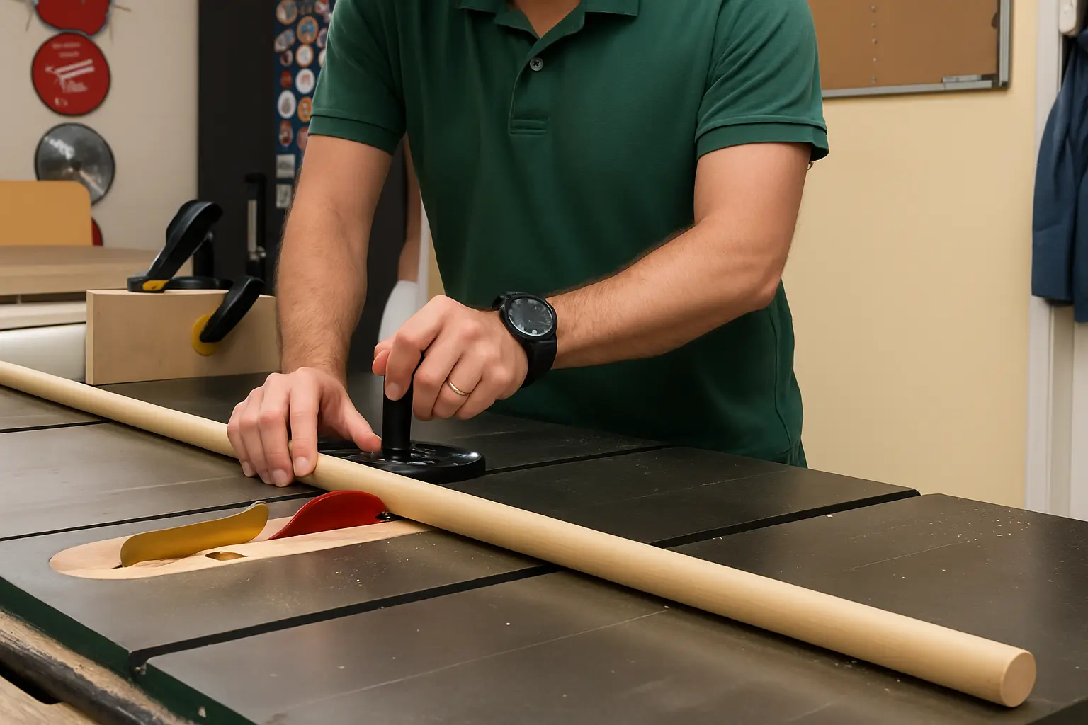 Cutting dowels on table saw